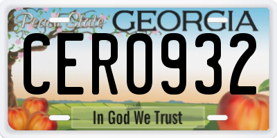 GA license plate CER0932
