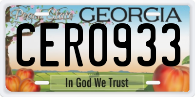 GA license plate CER0933