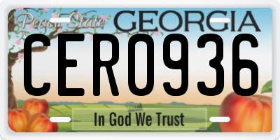 GA license plate CER0936