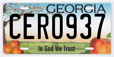 GA license plate CER0937