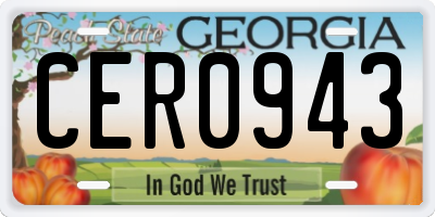GA license plate CER0943
