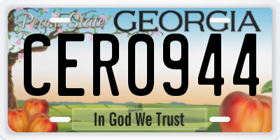 GA license plate CER0944