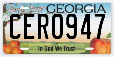 GA license plate CER0947