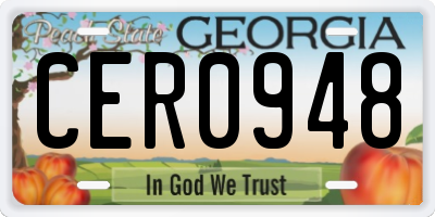 GA license plate CER0948