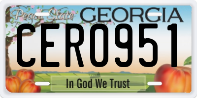 GA license plate CER0951