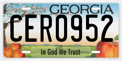 GA license plate CER0952