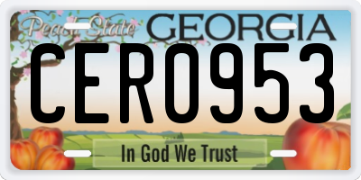GA license plate CER0953