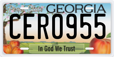 GA license plate CER0955