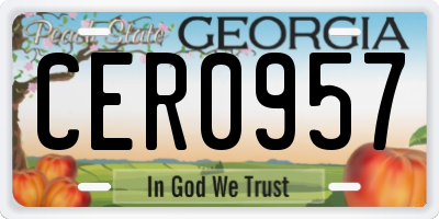 GA license plate CER0957