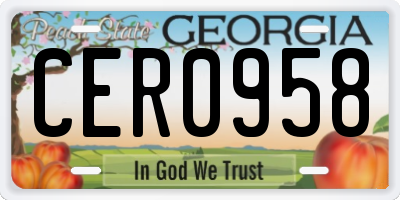 GA license plate CER0958