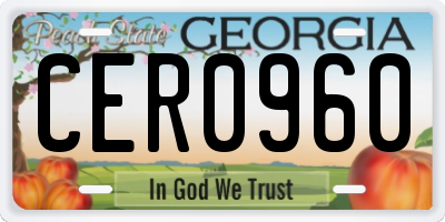 GA license plate CER0960