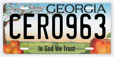 GA license plate CER0963