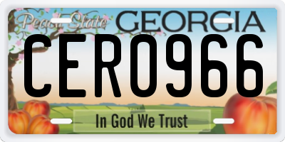 GA license plate CER0966