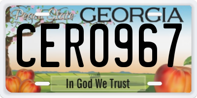 GA license plate CER0967