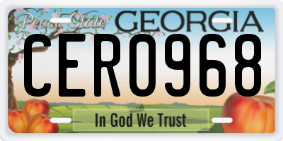 GA license plate CER0968