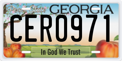 GA license plate CER0971