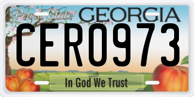 GA license plate CER0973