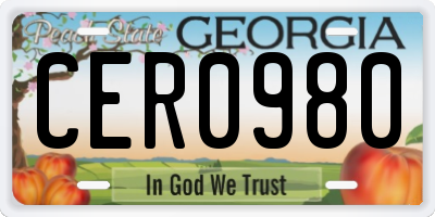 GA license plate CER0980