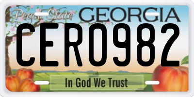 GA license plate CER0982