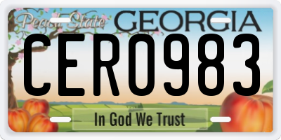 GA license plate CER0983