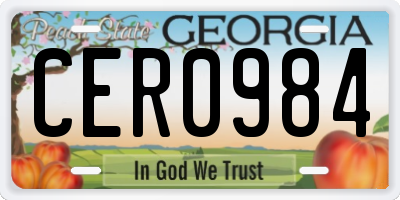 GA license plate CER0984