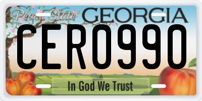 GA license plate CER0990