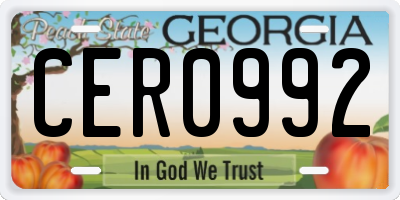 GA license plate CER0992