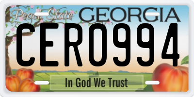 GA license plate CER0994