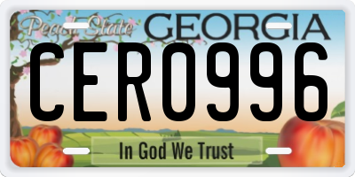 GA license plate CER0996