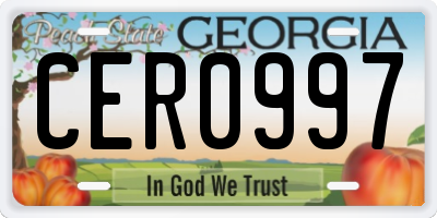 GA license plate CER0997