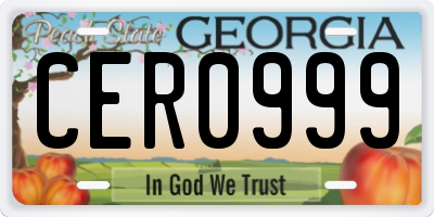 GA license plate CER0999