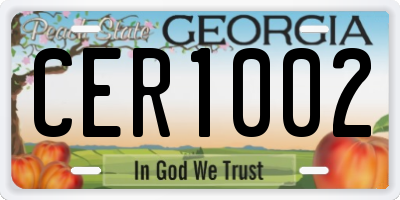 GA license plate CER1002