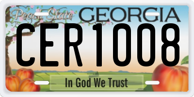 GA license plate CER1008