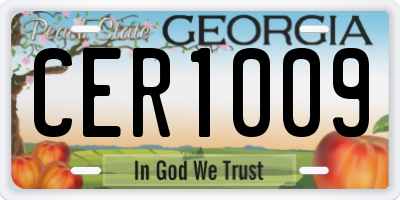 GA license plate CER1009