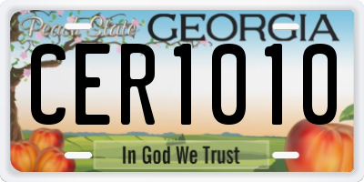 GA license plate CER1010