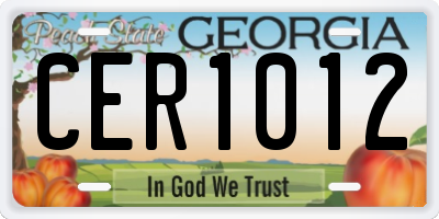 GA license plate CER1012