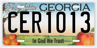 GA license plate CER1013