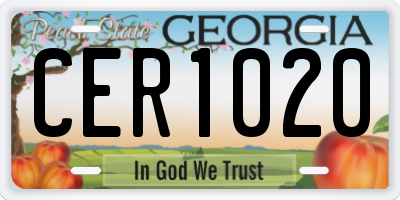 GA license plate CER1020