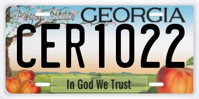 GA license plate CER1022