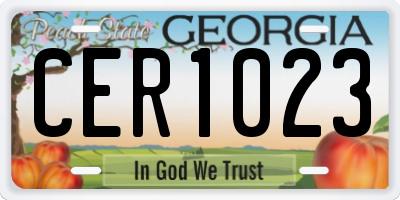 GA license plate CER1023