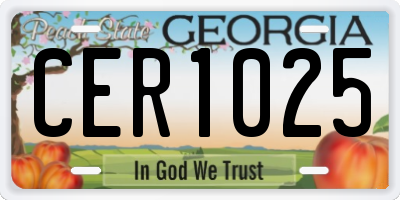 GA license plate CER1025