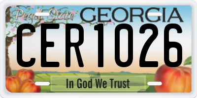GA license plate CER1026