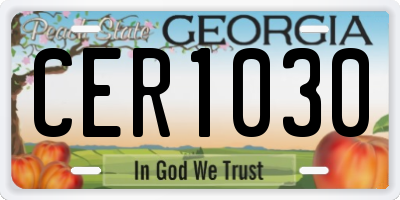 GA license plate CER1030