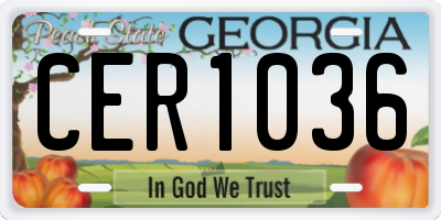 GA license plate CER1036