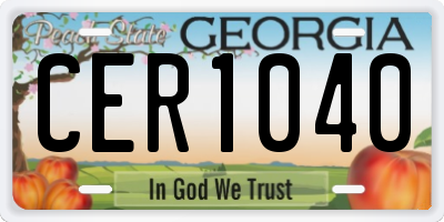 GA license plate CER1040