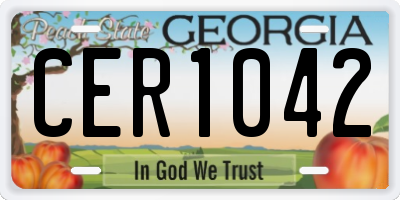 GA license plate CER1042