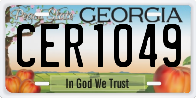 GA license plate CER1049