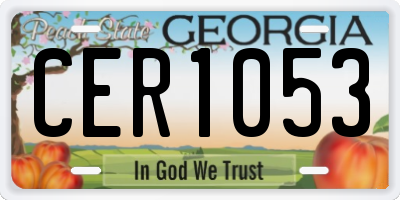 GA license plate CER1053