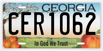 GA license plate CER1062