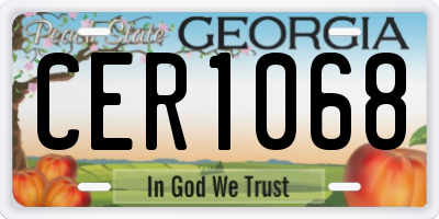 GA license plate CER1068
